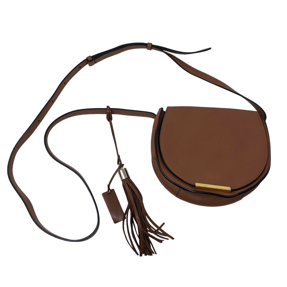 Cuyana Saddle Bag Womens Small Brown Italian Leather Gold Hardware Crossbody